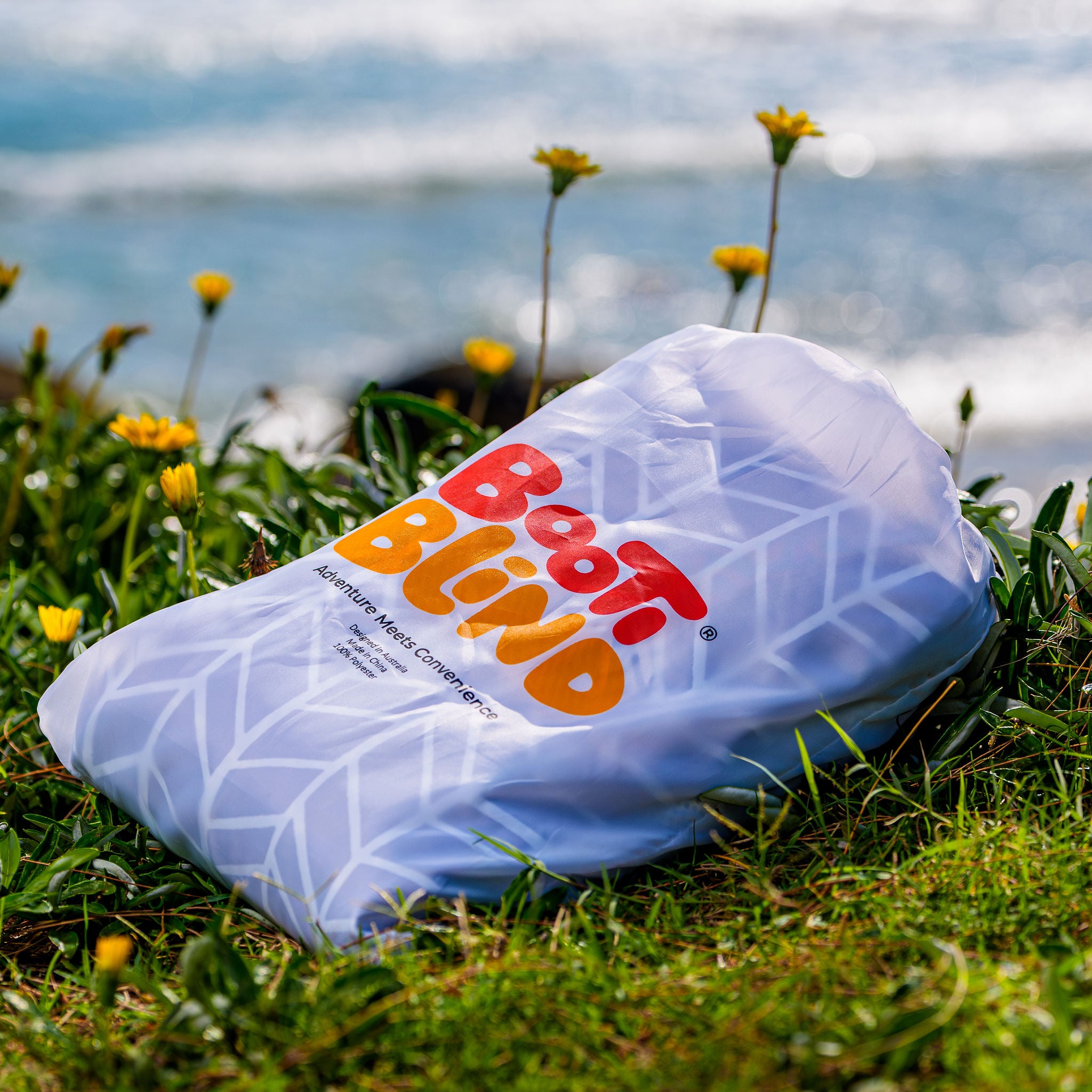 folded tent on grass